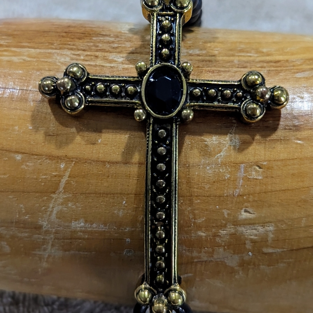 Gold and Black Cross Pendant
